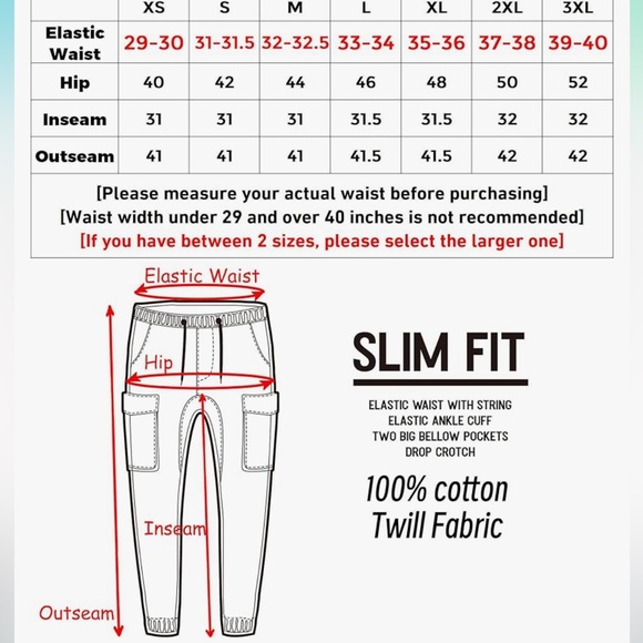 3/$30 Italy Morn Cargo Joggers Men Khaki Casual, Large - Picture 11 of 11